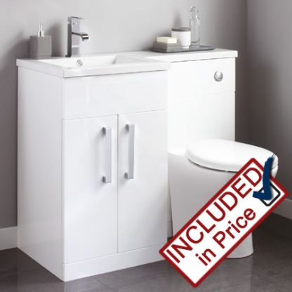 Ellington Left Hand Combined Vanity Unit Gloss White