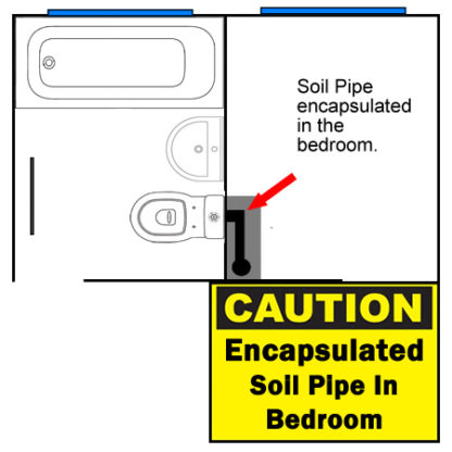 Encapsulated Soil Pipe in the Bedroom.