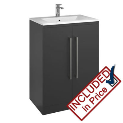 Odyssey 600mm 2 Door Vanity Unit Matt Dark Grey