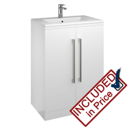 Odyssey 600mm 2 Door Vanity Unit White Gloss