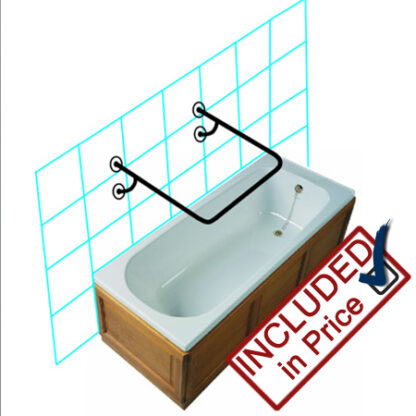 C Shaped Wall Mounted Bath Shower Rail Stainless Steel