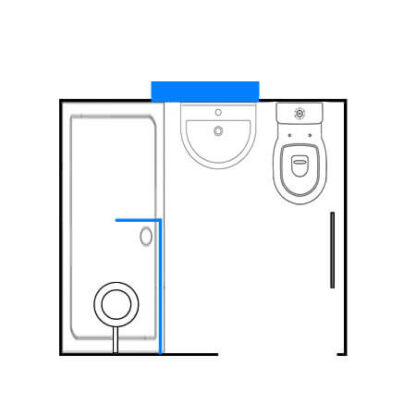 Walk In Shower Room Left Hand Side with Pedestal Basin and Toilet